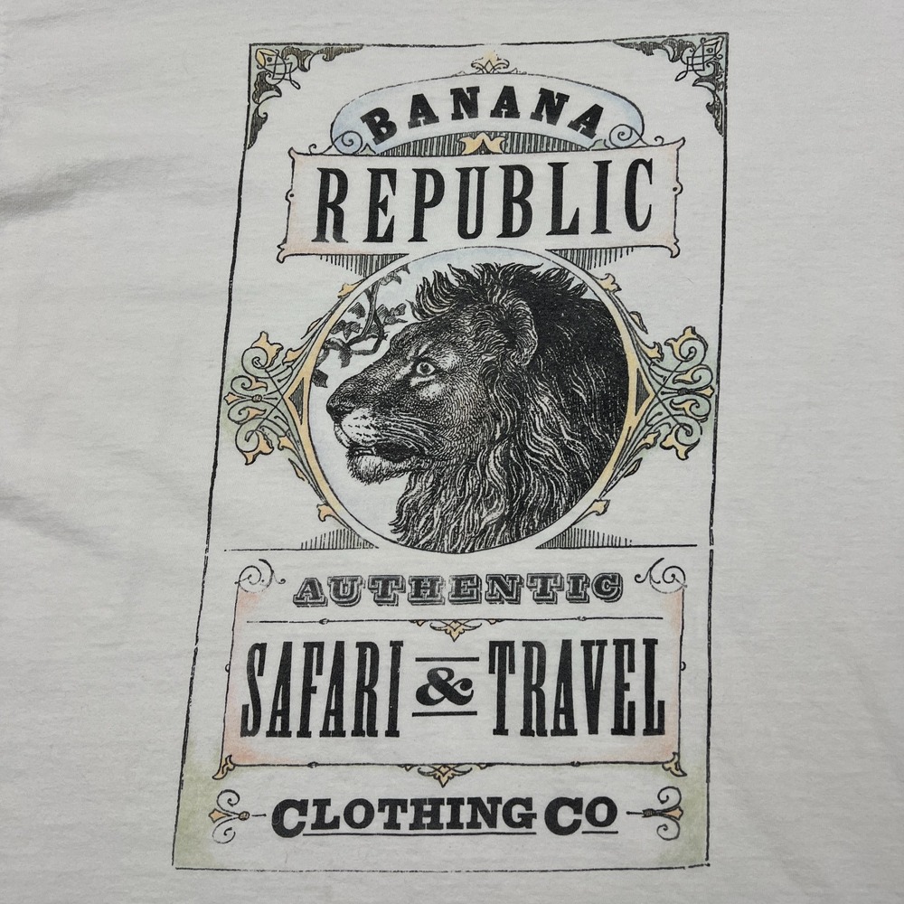 VTG Banana Republic Shirt XL* White Lion Safari & Travel Single Stitch USA Retro - Picture 2 of 16